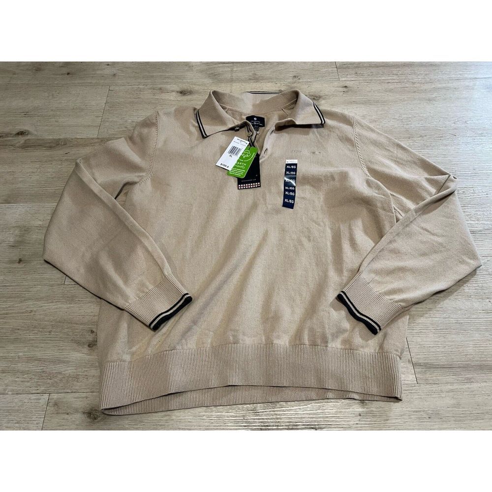 Ben Sherman Men's Size XL Long Sleeve Sweater Polo Tan Beige‎ Punk Oi! Skinhead